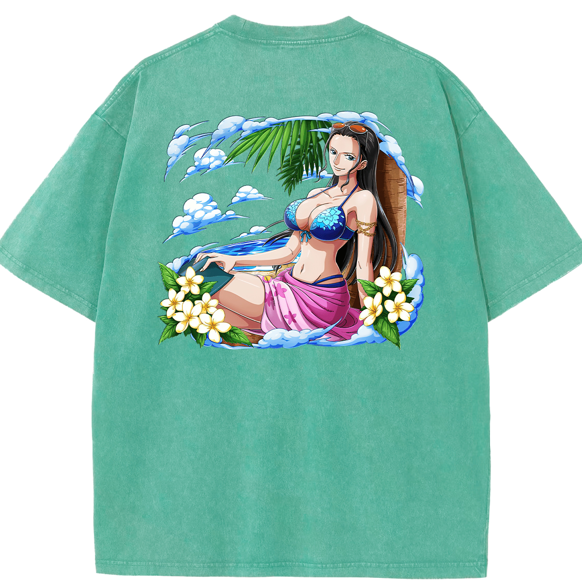 ワンピース ニコ・ロビン ONE PIECE Nico Robin 綿100% ヴィンテージ風 半袖Tシャツ（背面プリント）